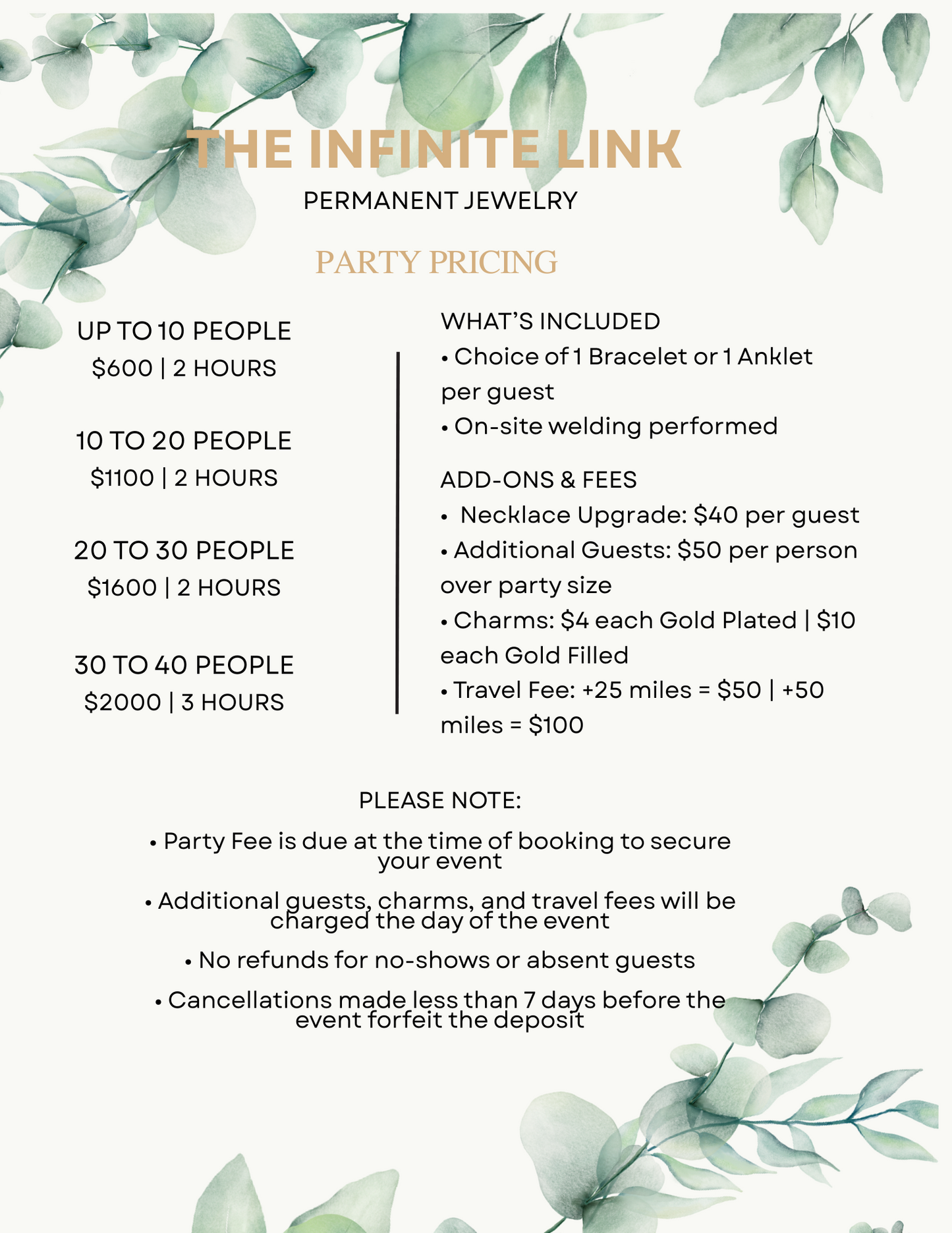 Permanent Jewelry - Party Pricing